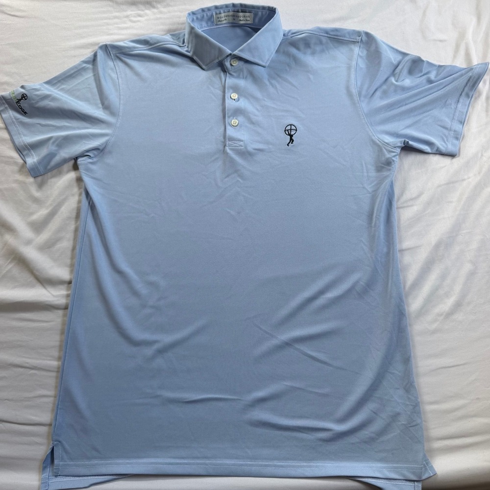 Holderness & Bourne Mens Tailored Fit Polo Shirt Light Blue Golf Performance M